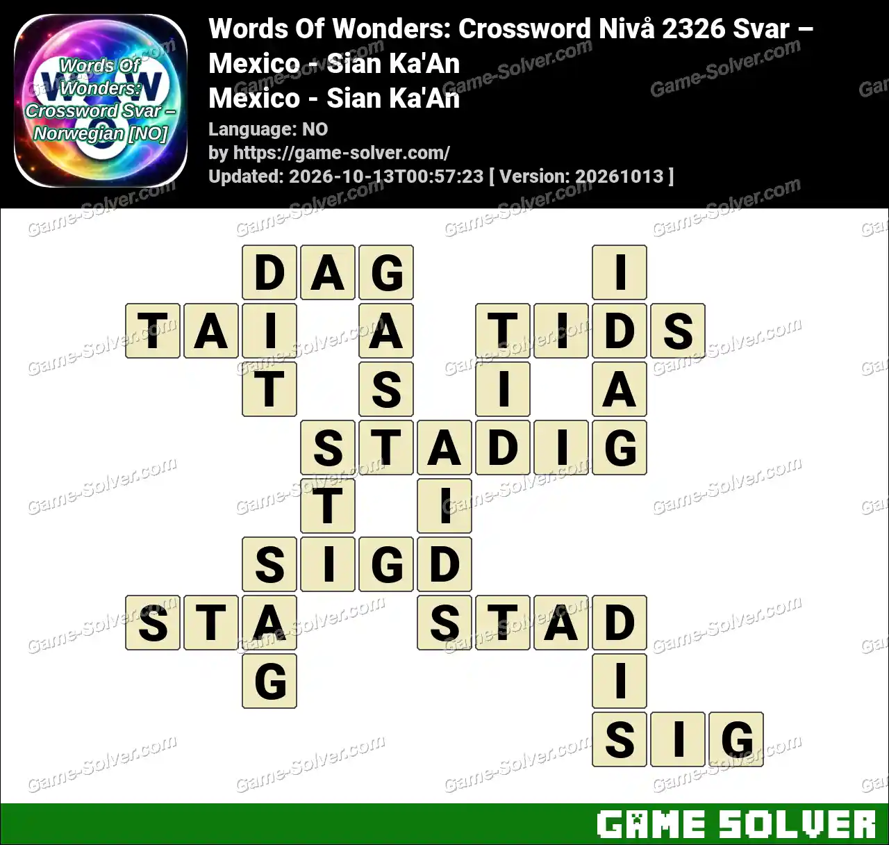 Words Of Wonders: Crossword Nivå 2326 Svar – Mexico – Sian Ka’An